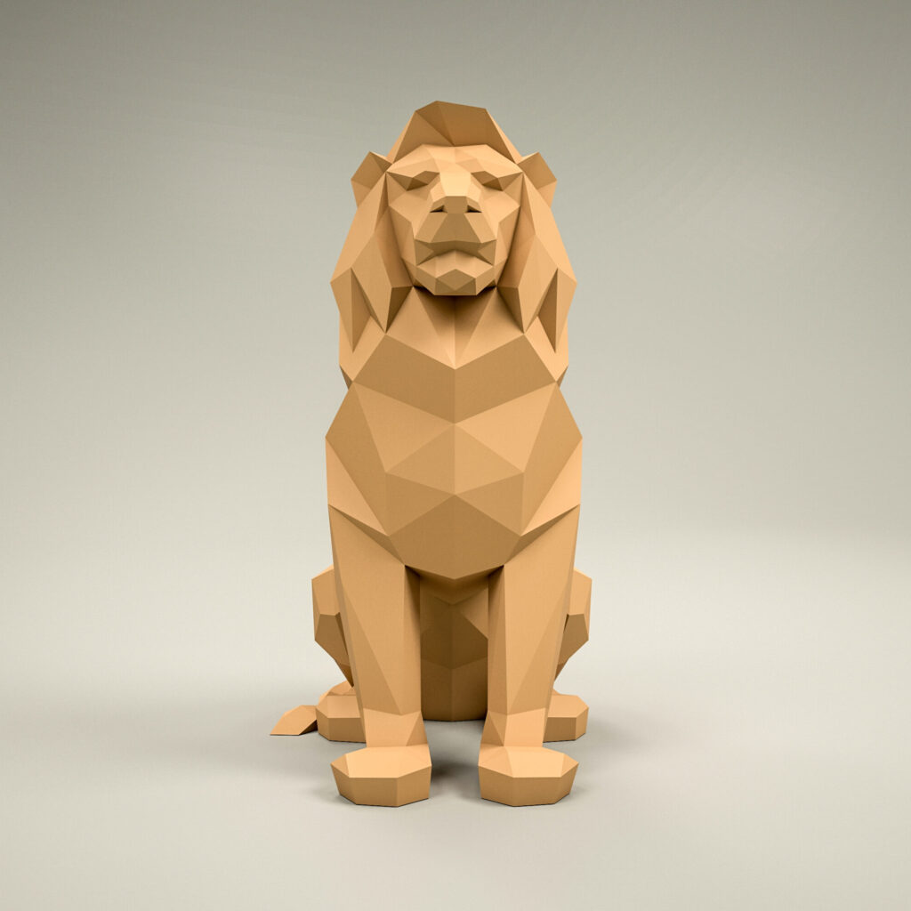 Papercraft of lion in 3D origami