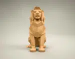 Papercraft leeuw zittend in 3D origami, weergave 2