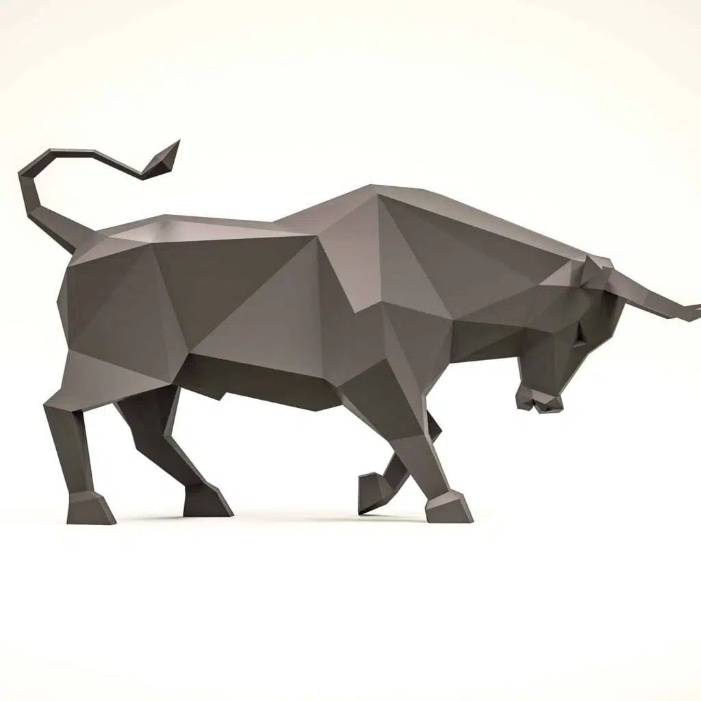 3D Origami Charging Bull Papercraft