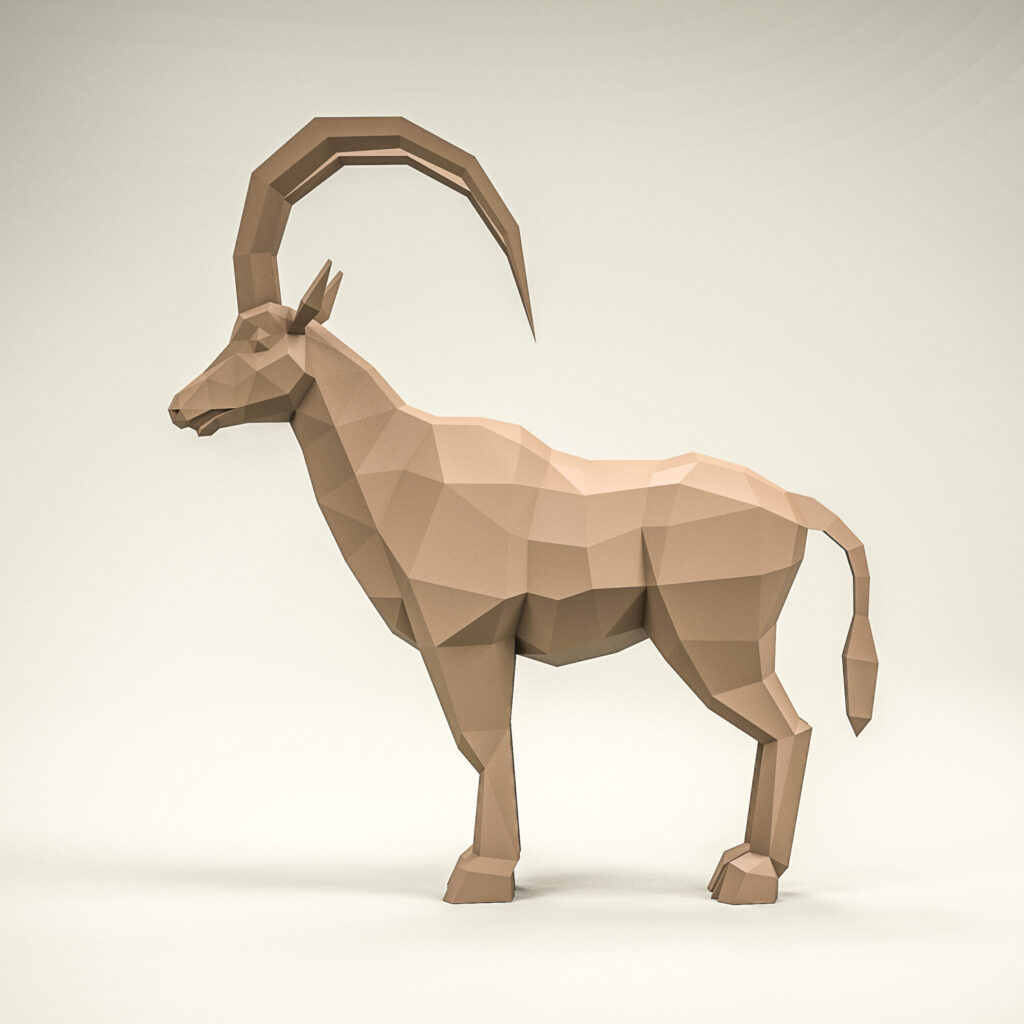 Papercraft of goat in 3D origami
