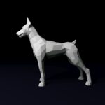 Papercraft of Doberman in 3D origami