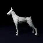 Papercraft van een gespierde Dobermann in 3D-origami, weergave 6