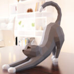 Papercraft de chat en origami 3D