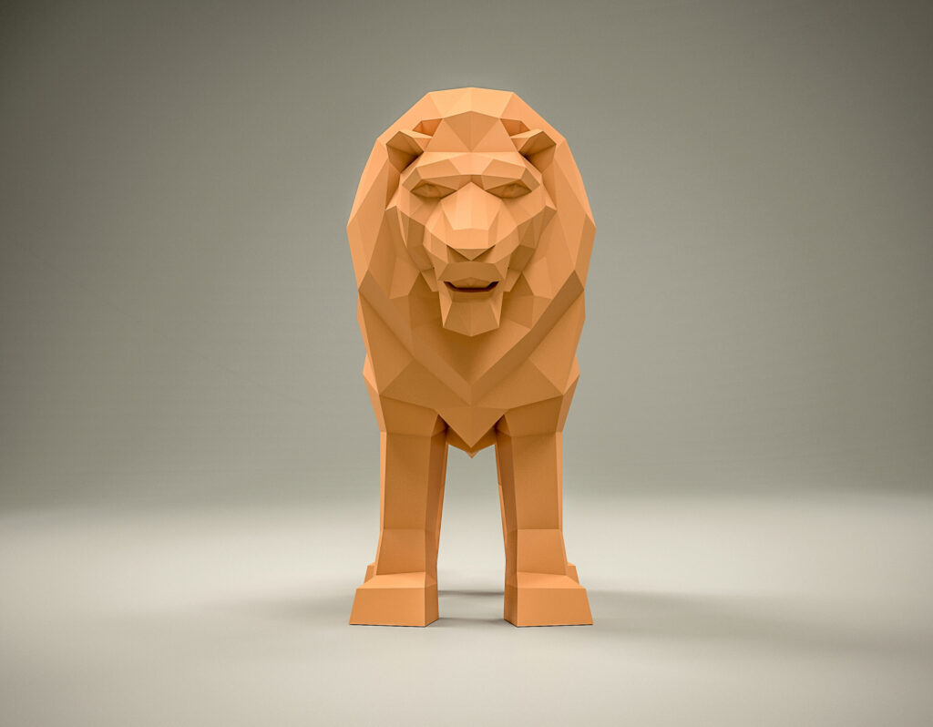 Papercraft de león en origami 3D
