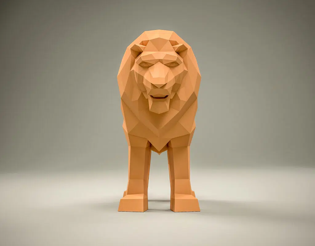 Origami 3D leeuw, weergave 3