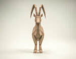 Papercraft de bouquetin à grandes cornes en origami 3D