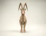 Steenbok met grote horens in 3D-papercraft, weergave 3