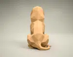 Papercraft leeuw zittend in 3D origami, weergave 4