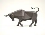 Stier die aanvalt in papercraft 3D, weergave 4