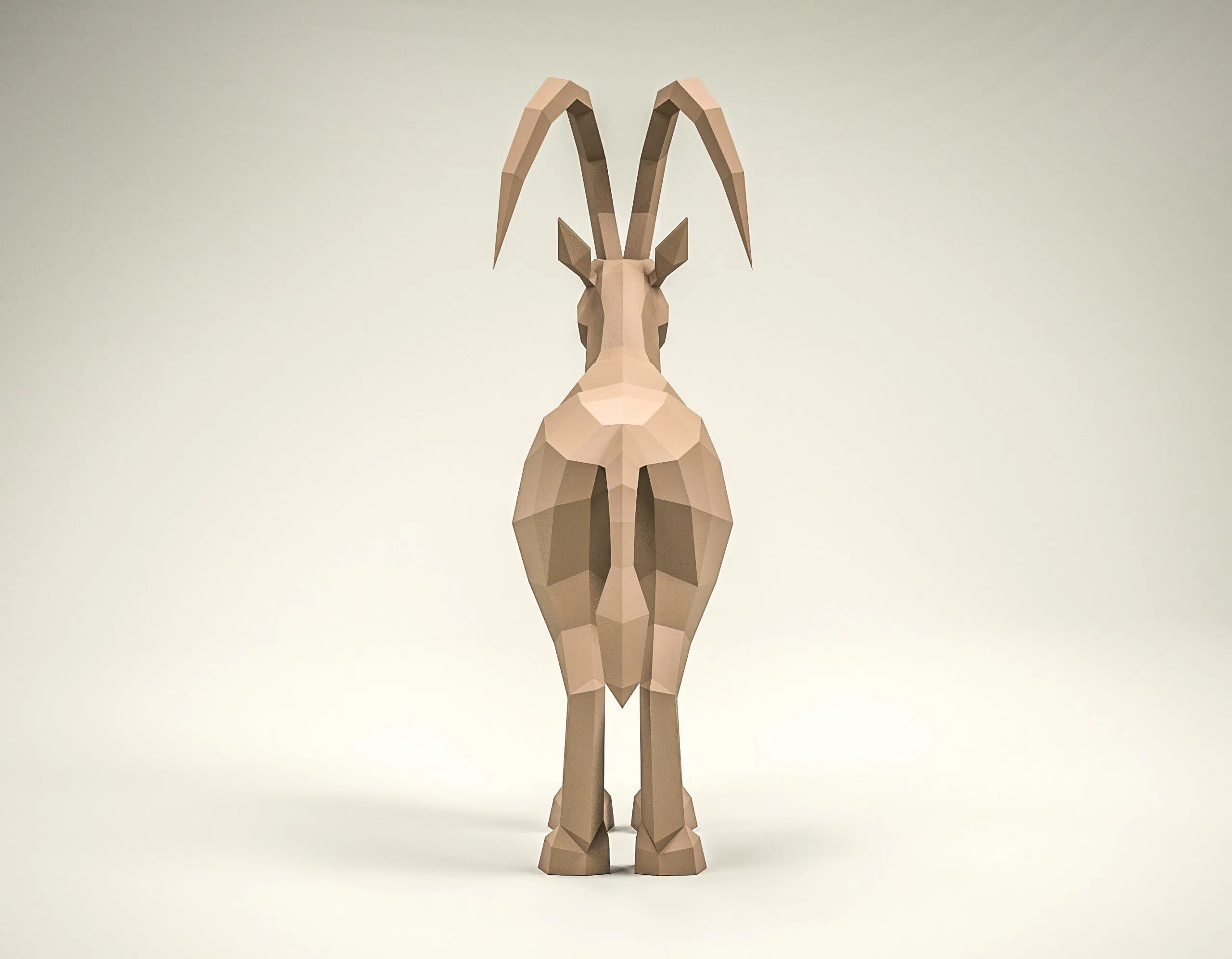 Steenbok met grote horens in 3D-papercraft, weergave 4