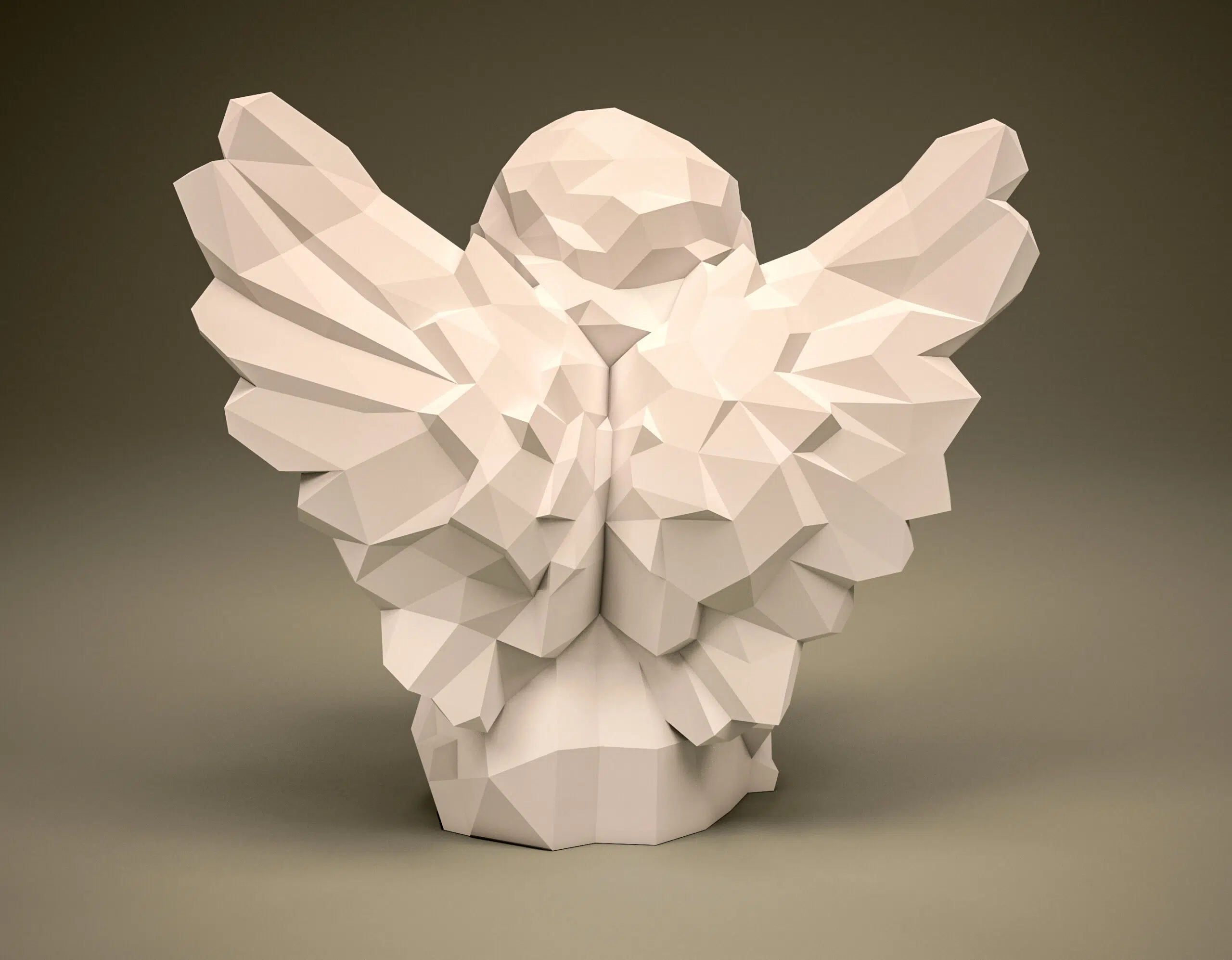 3D Origami Seated Angel Papercraft, back view