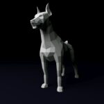 Papercraft of Doberman in 3D origami