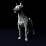 Papercraft van een gespierde Dobermann in 3D-origami, weergave 5