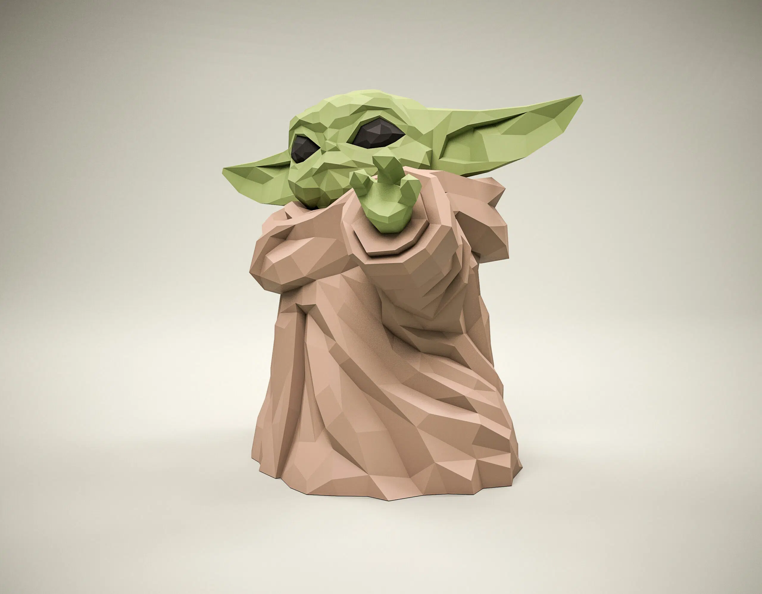 Papercraft Baby Yoda Star Wars in origami 3D, weergave 5