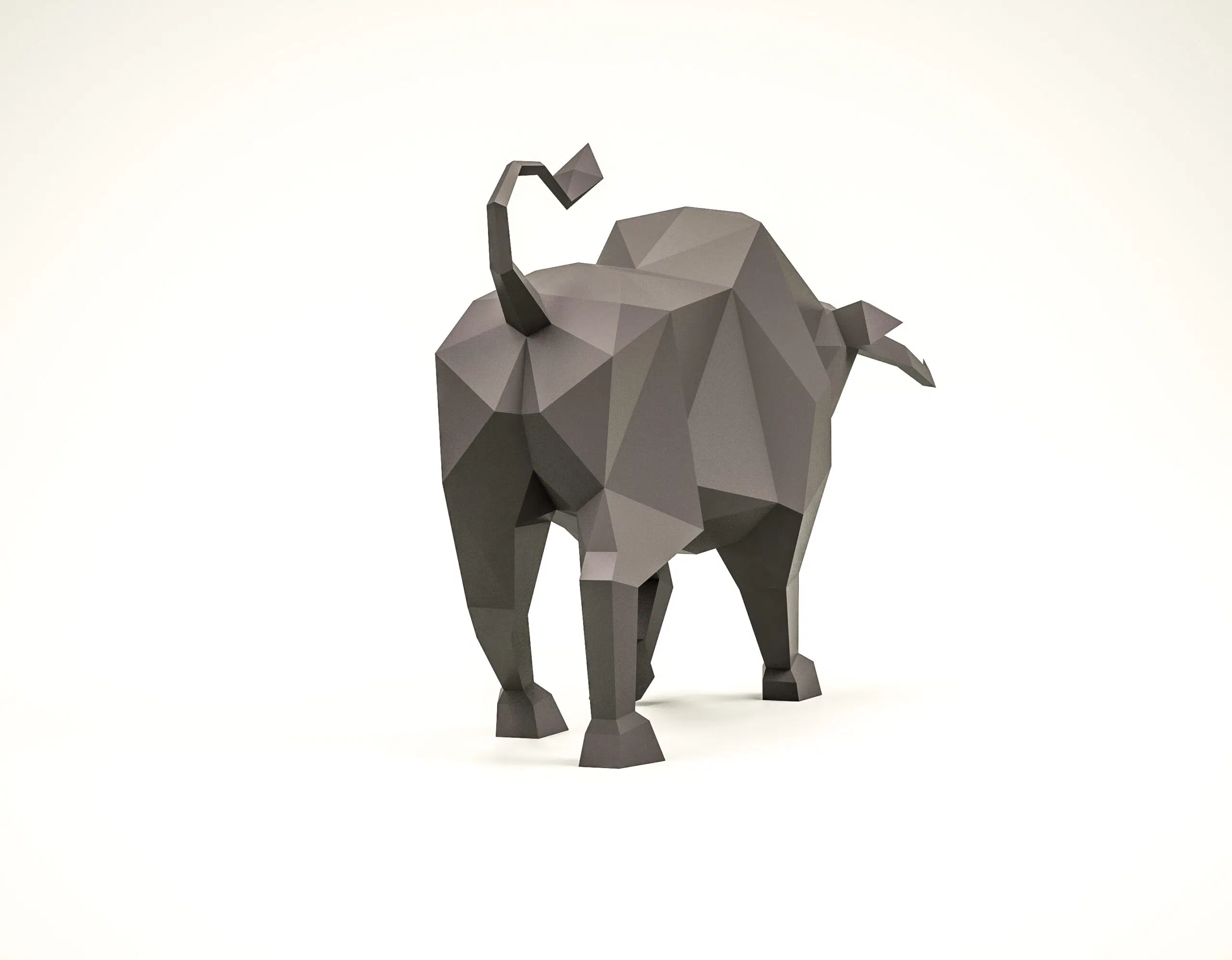 Stier die aanvalt in papercraft 3D, weergave 5