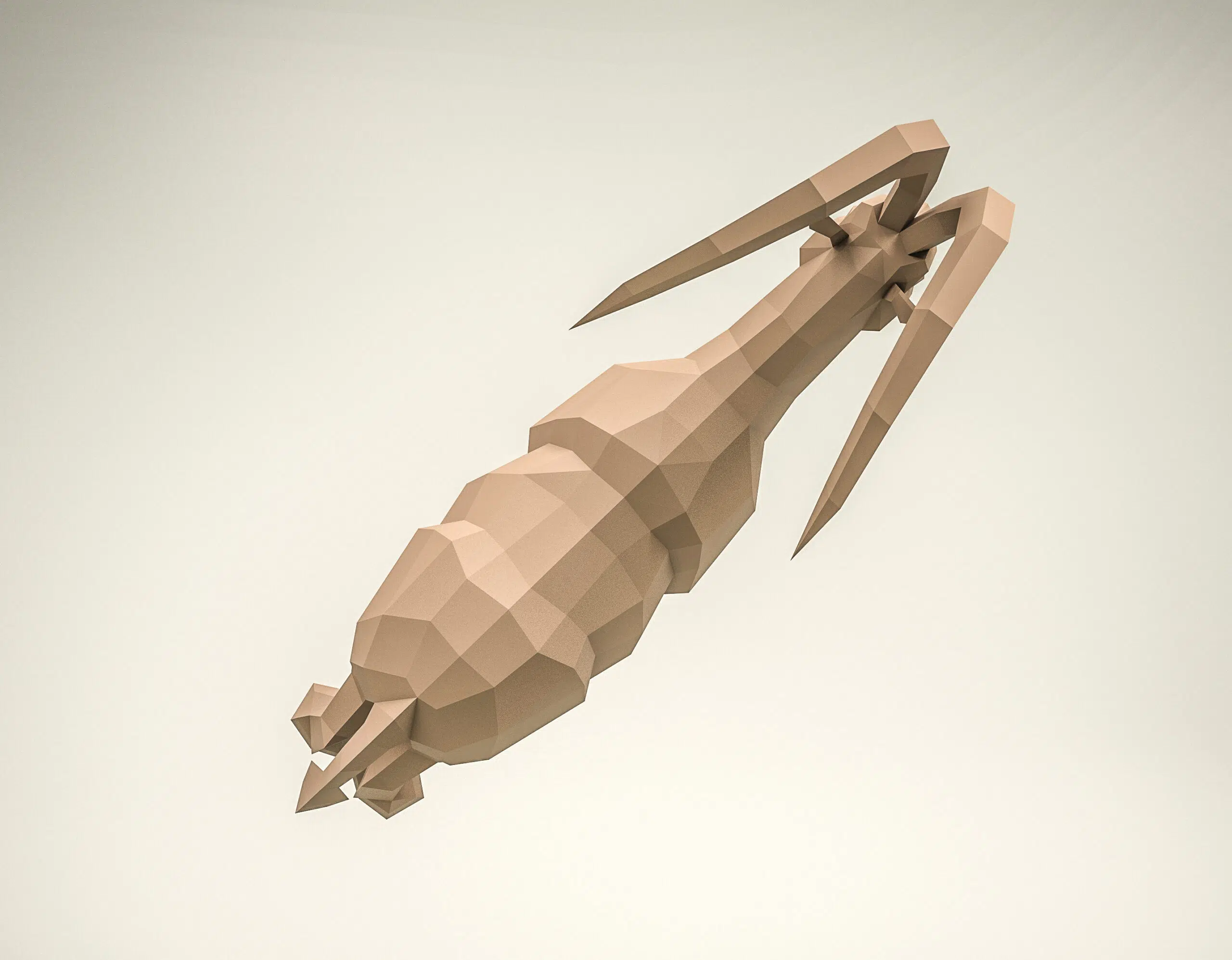 Steenbok met grote horens in 3D-papercraft, weergave 5