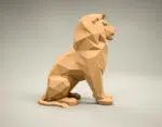 Papercraft leeuw zittend in 3D origami, weergave 5