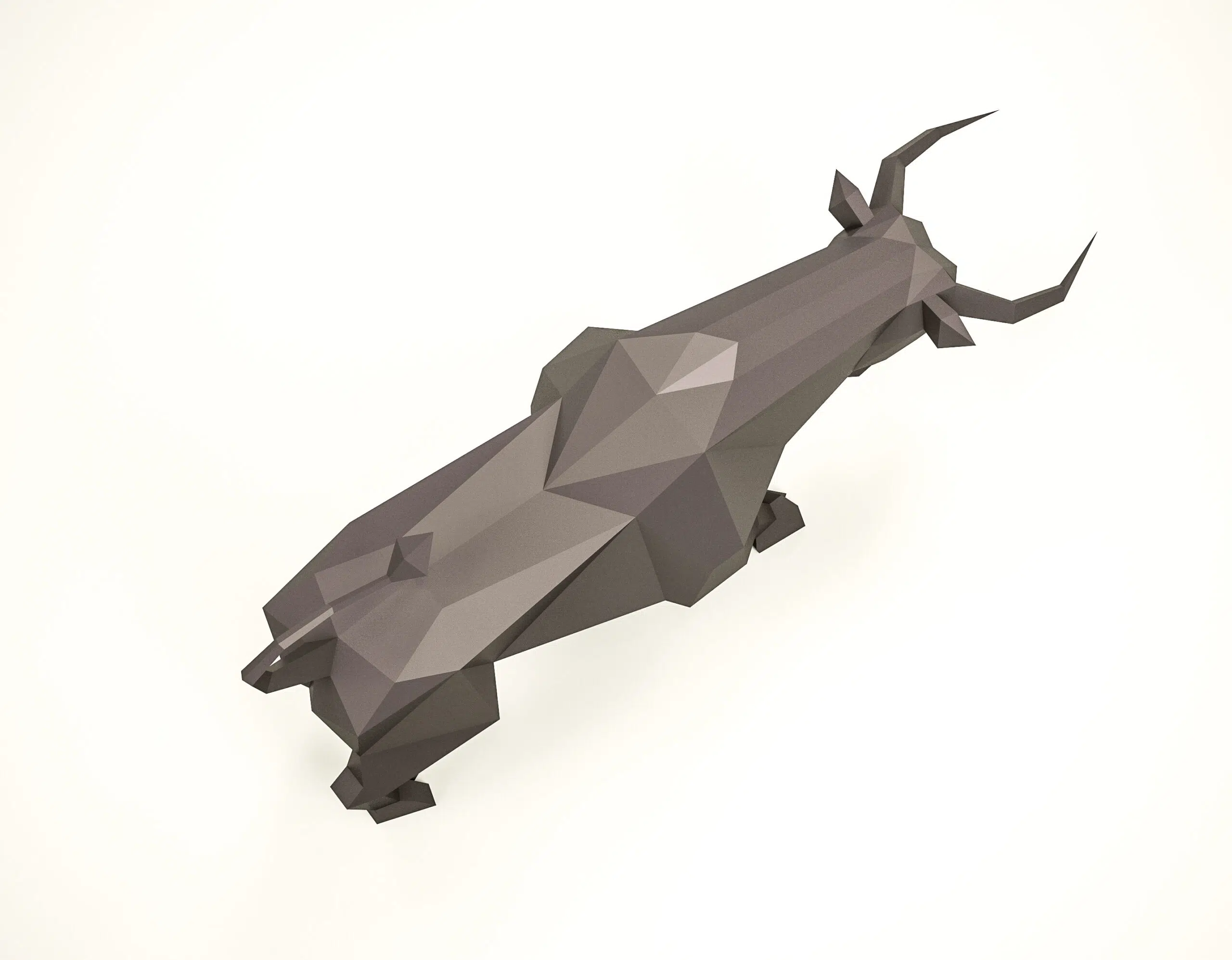 Stier die aanvalt in papercraft 3D, weergave 6