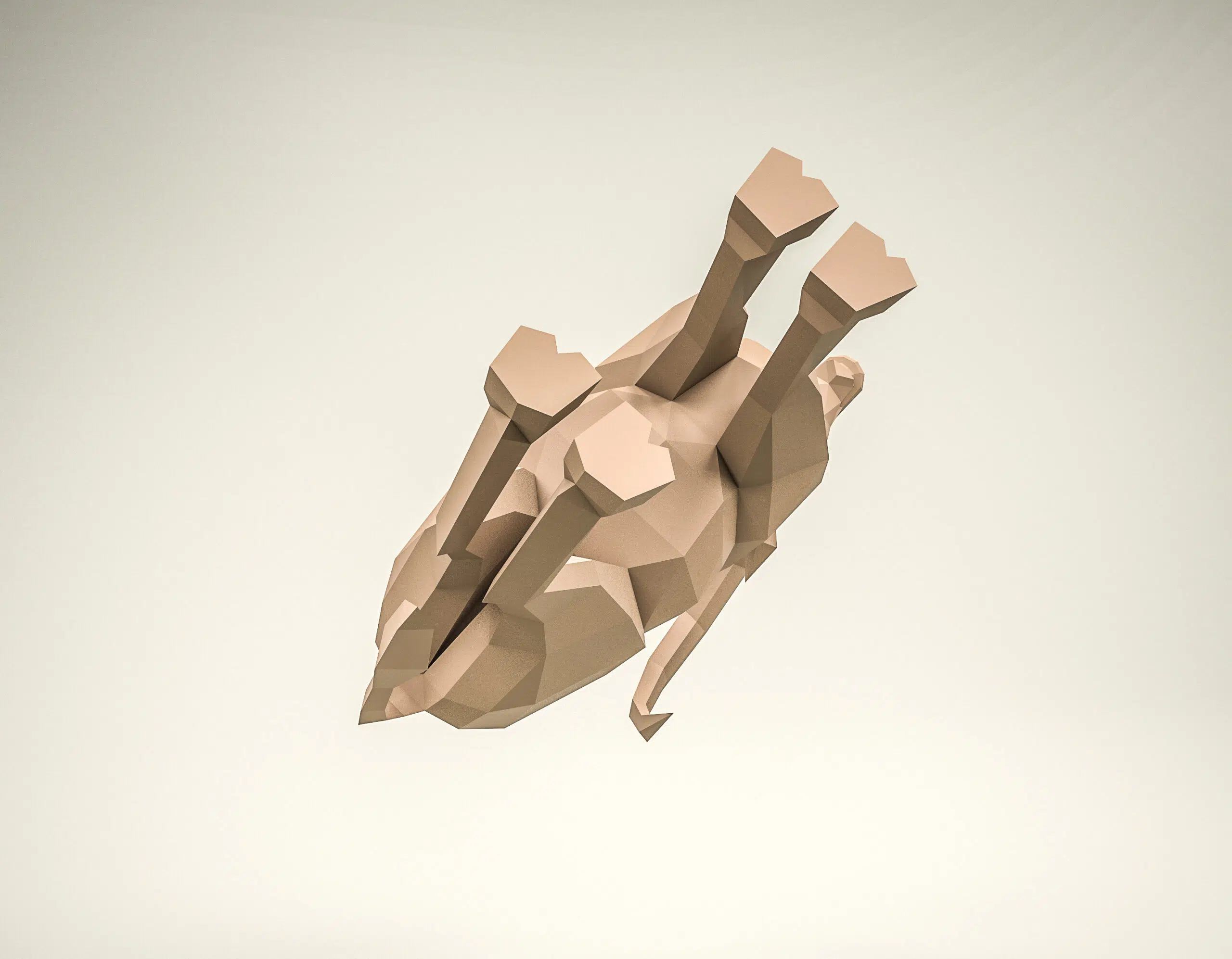 Steenbok met grote horens in 3D-papercraft, weergave 6