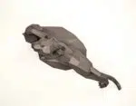Papercraft de pantera en un acantilado en origami 3D
