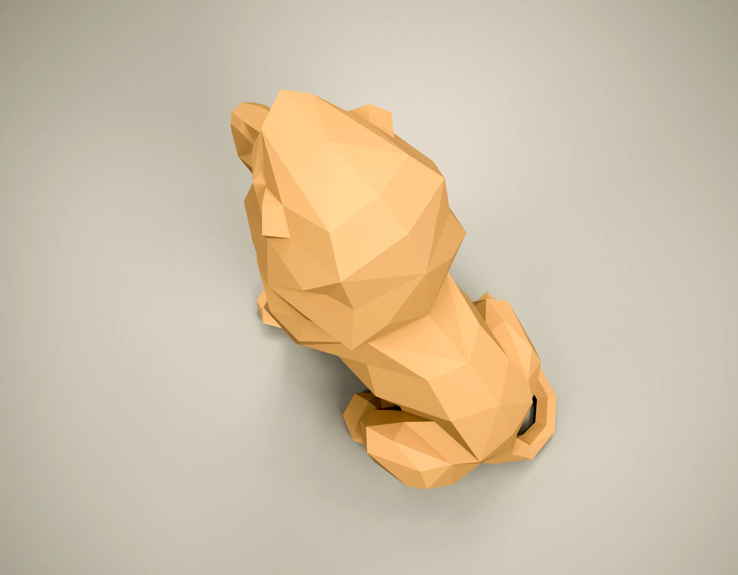 Papercraft leeuw zittend in 3D origami, weergave 6
