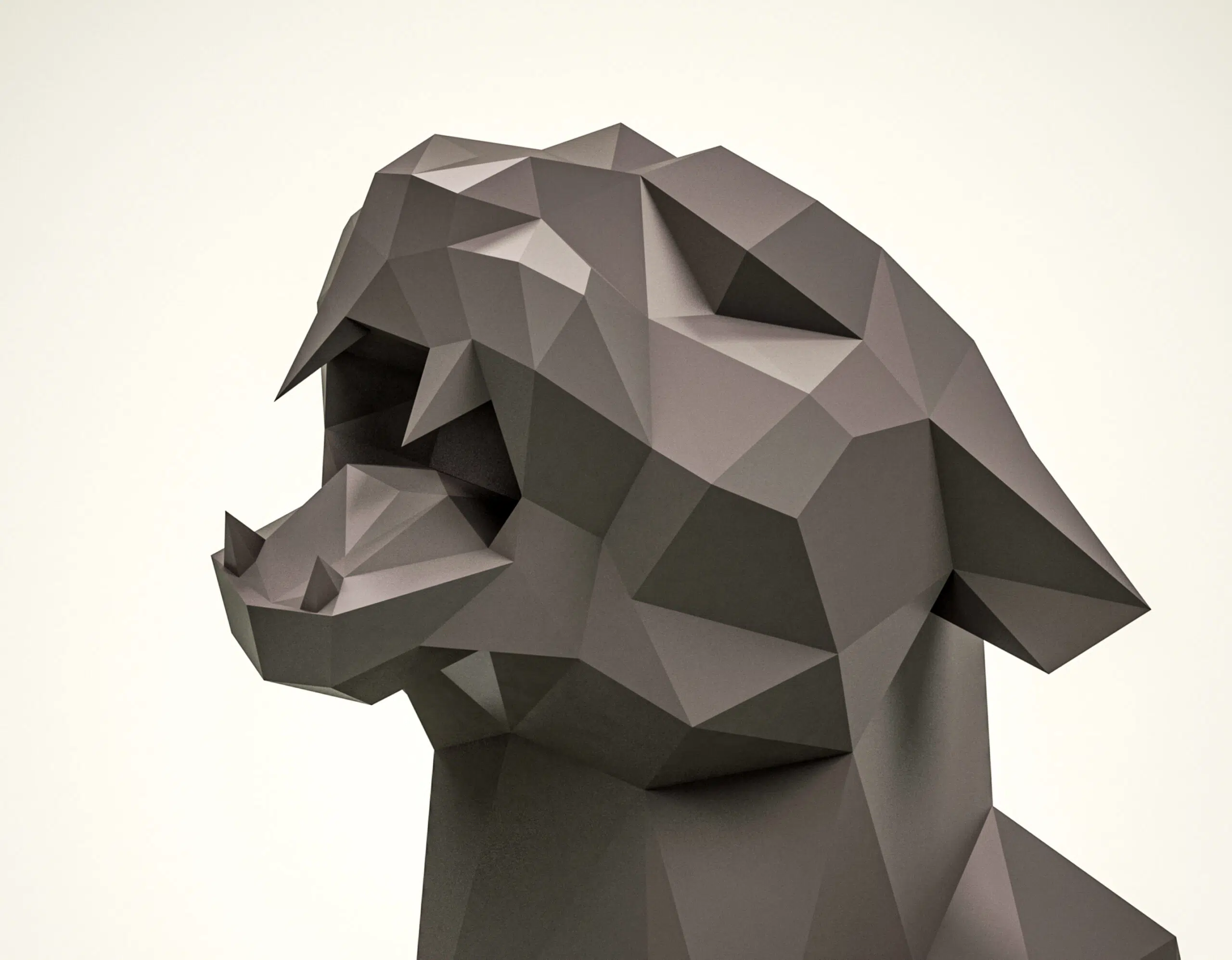 Papercraft de pantera en un acantilado en origami 3D, detalle
