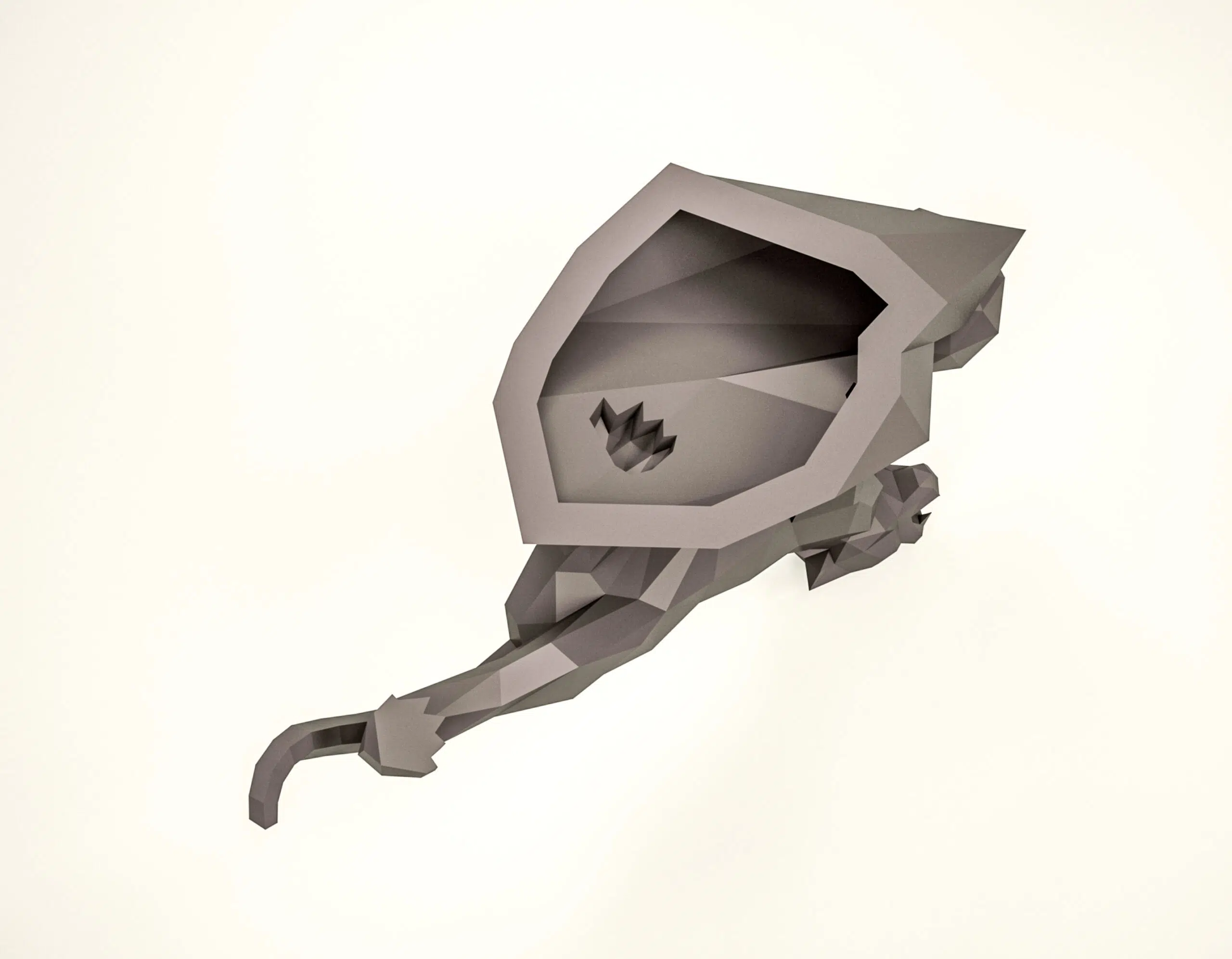 Papercraft de pantera en un acantilado en origami 3D, vista 2