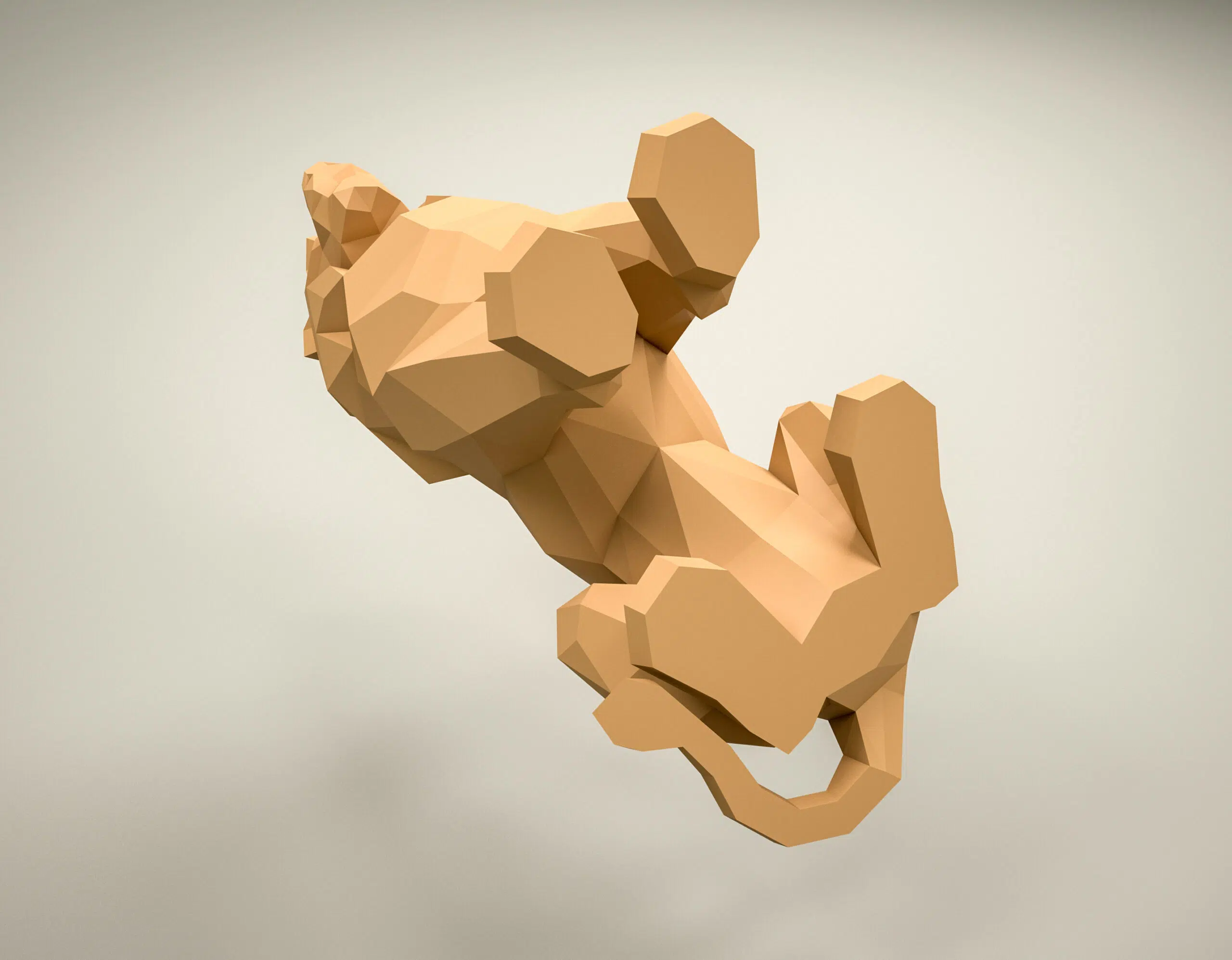 Papercraft leeuw zittend in 3D origami, weergave 7