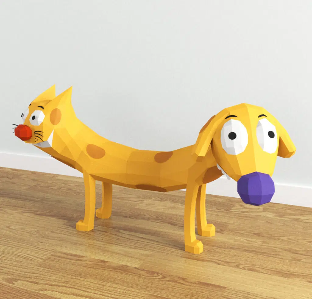 3D Origami Dog and Cat Papercraft, 3D model