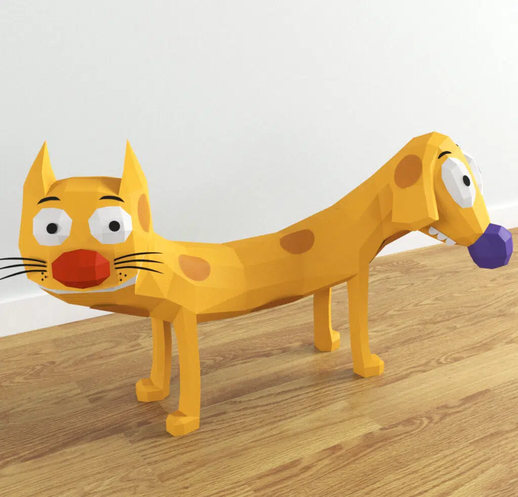 3D Origami Dog and Cat Papercraft, detail