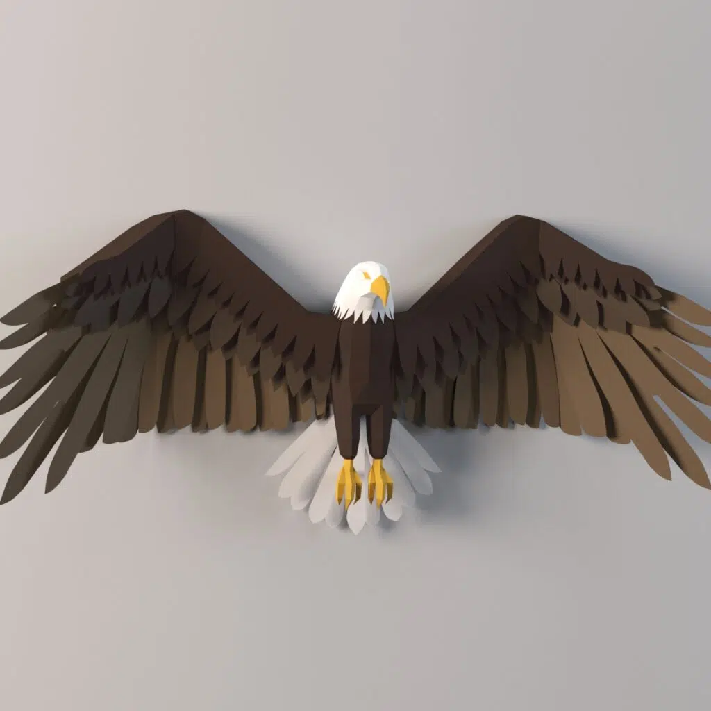 Papercraft de águia mural em origami 3D