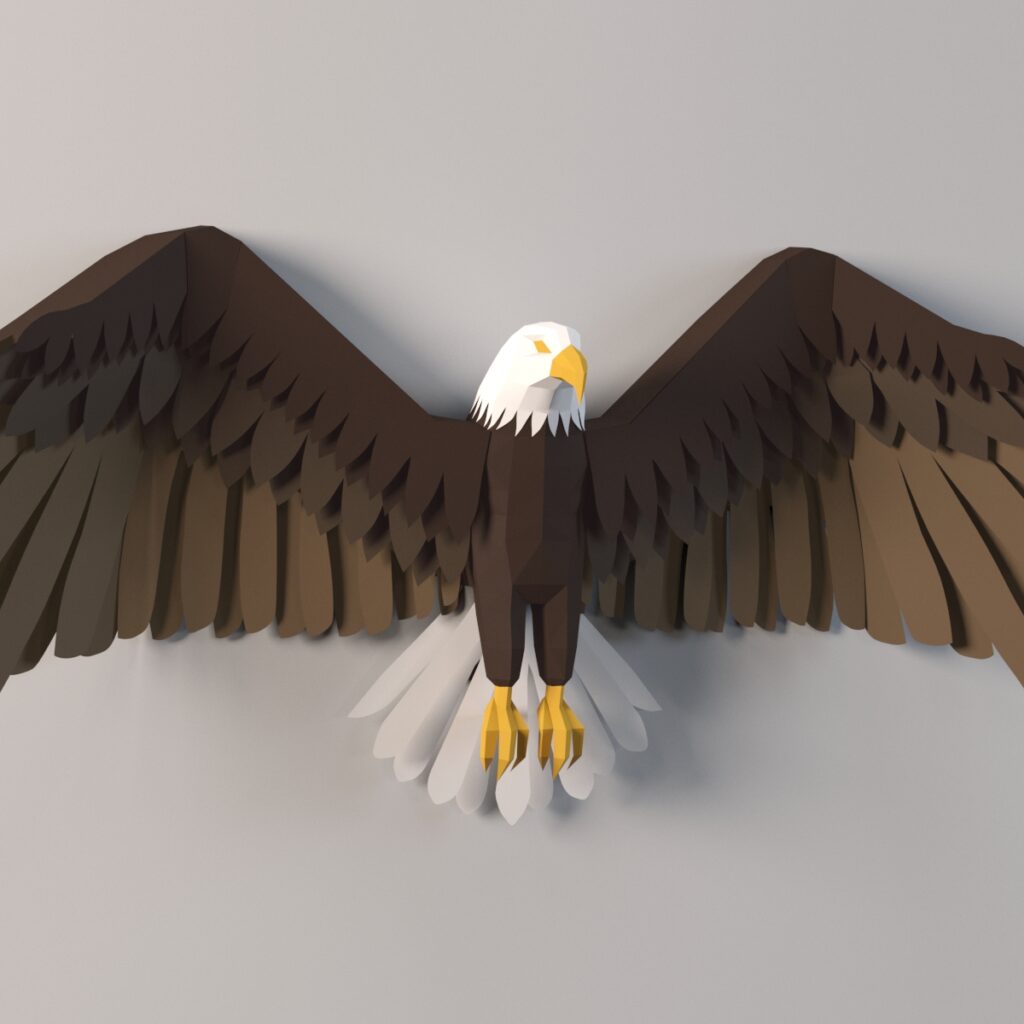 Papercraft d'aigle mural en origami 3D