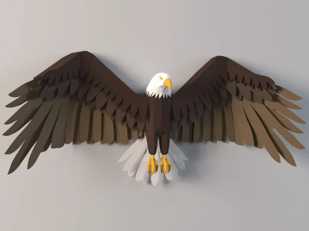 3D Origami Wall Eagle Papercraft, detail