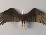Papercraft eagle in 3D origami