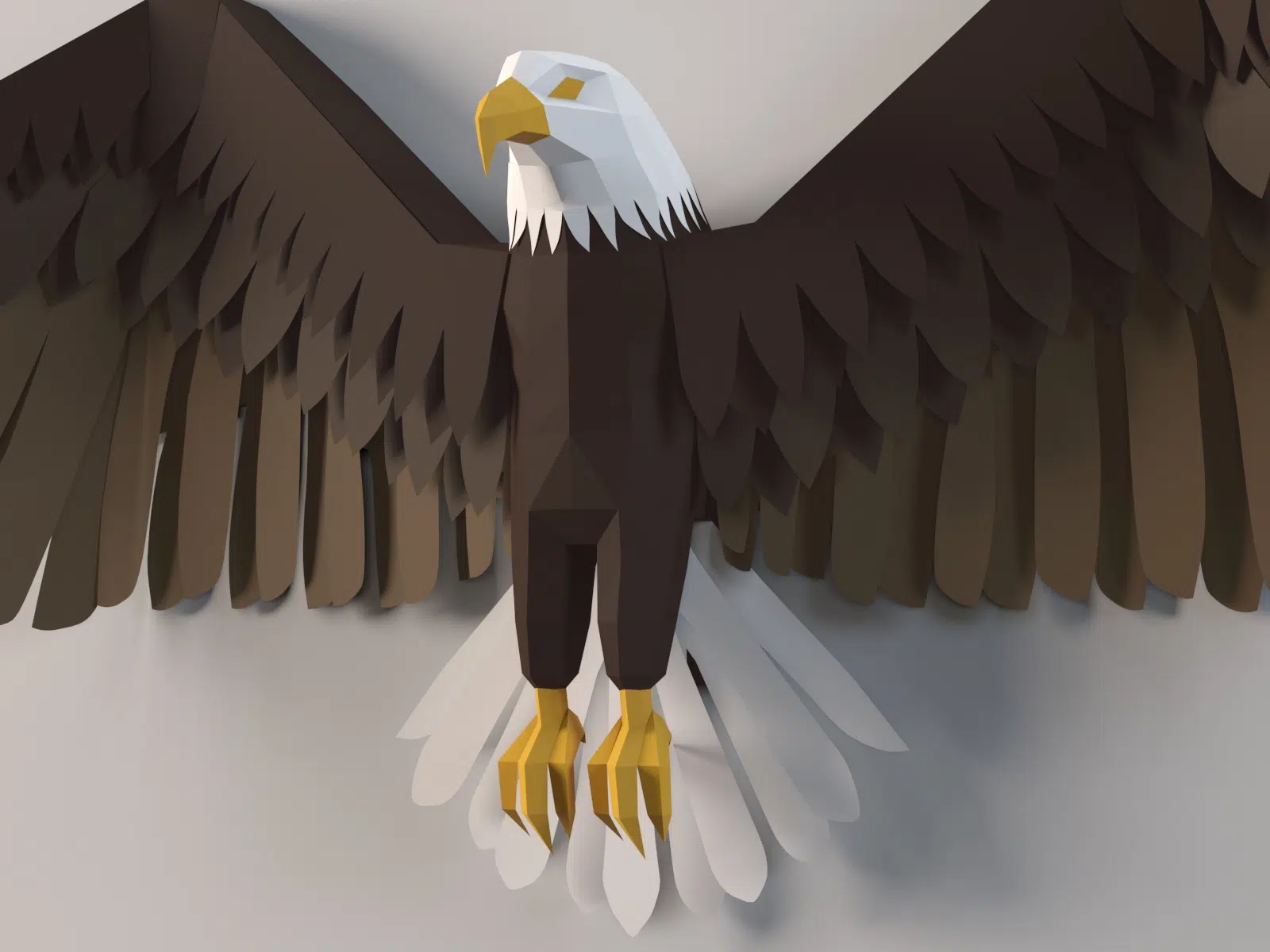 3D Origami Wall Eagle Papercraft, back view