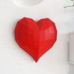 Papercraft de decoración mural en forma de corazón en origami 3D