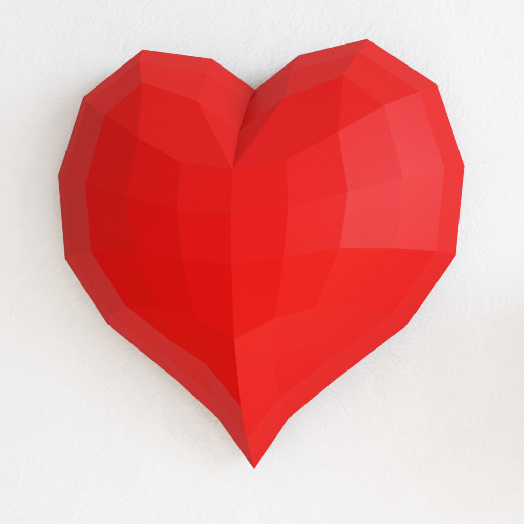 Papercraft di cuore decorativo in origami 3D