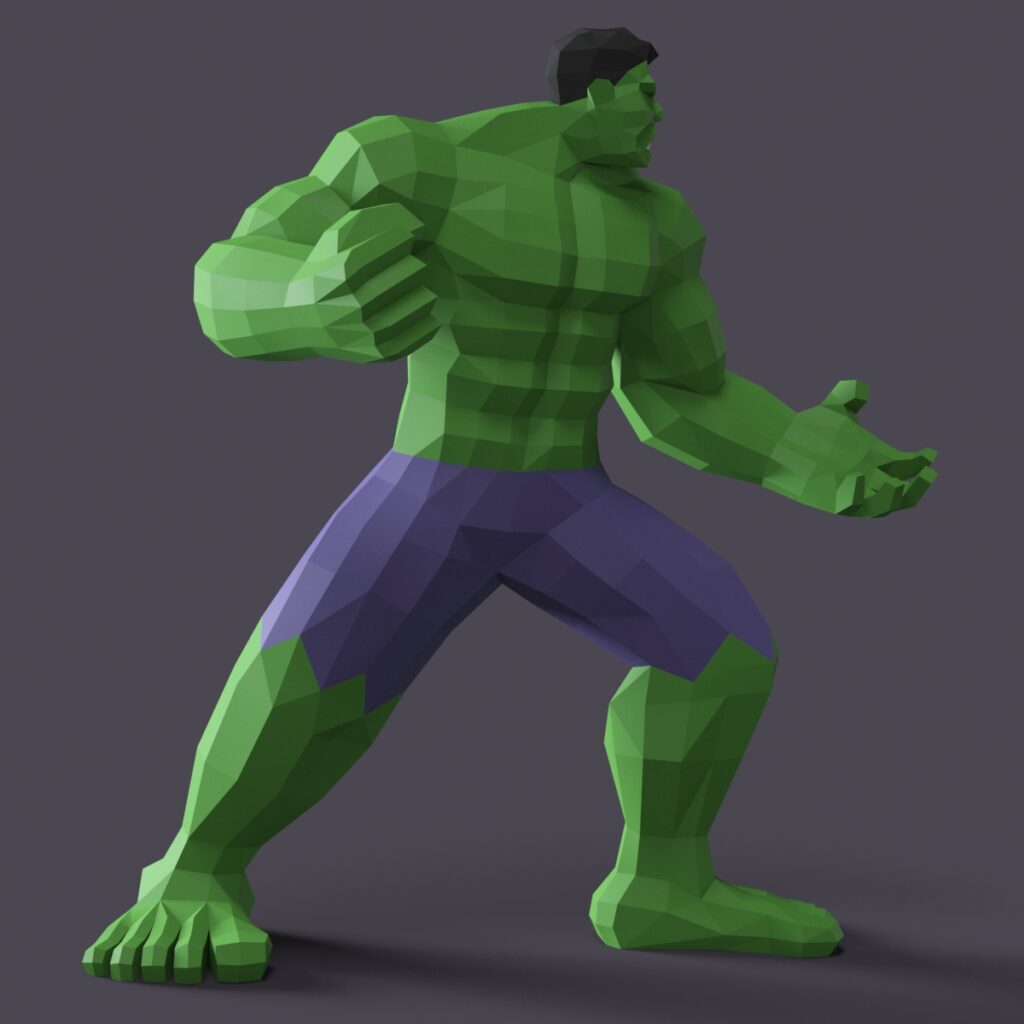 Papercraft of Hulk in 3D origami