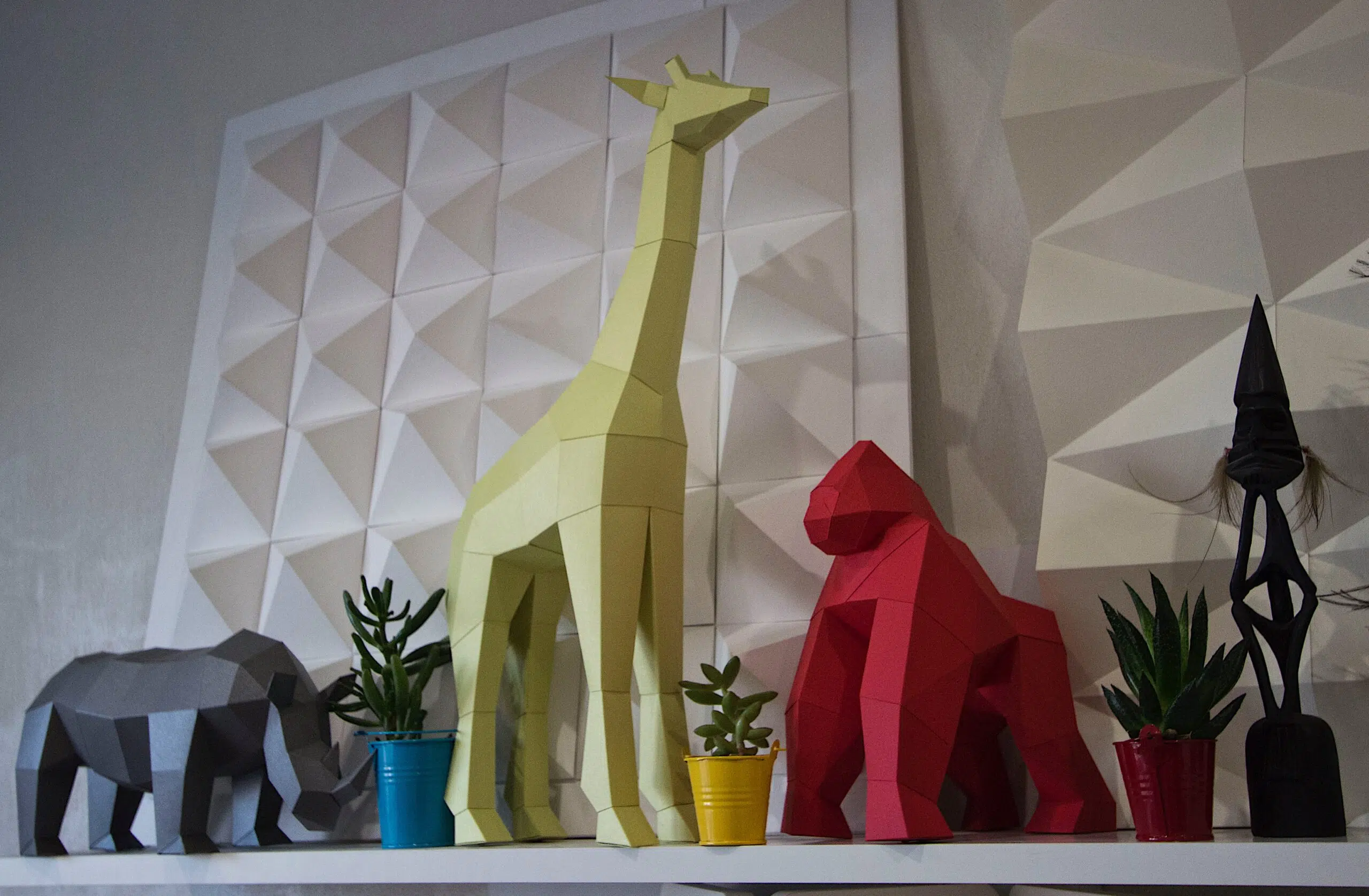 3D origami papercraft small gorilla, detail, weergave 2