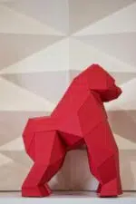 3D origami papercraft small gorilla, side view