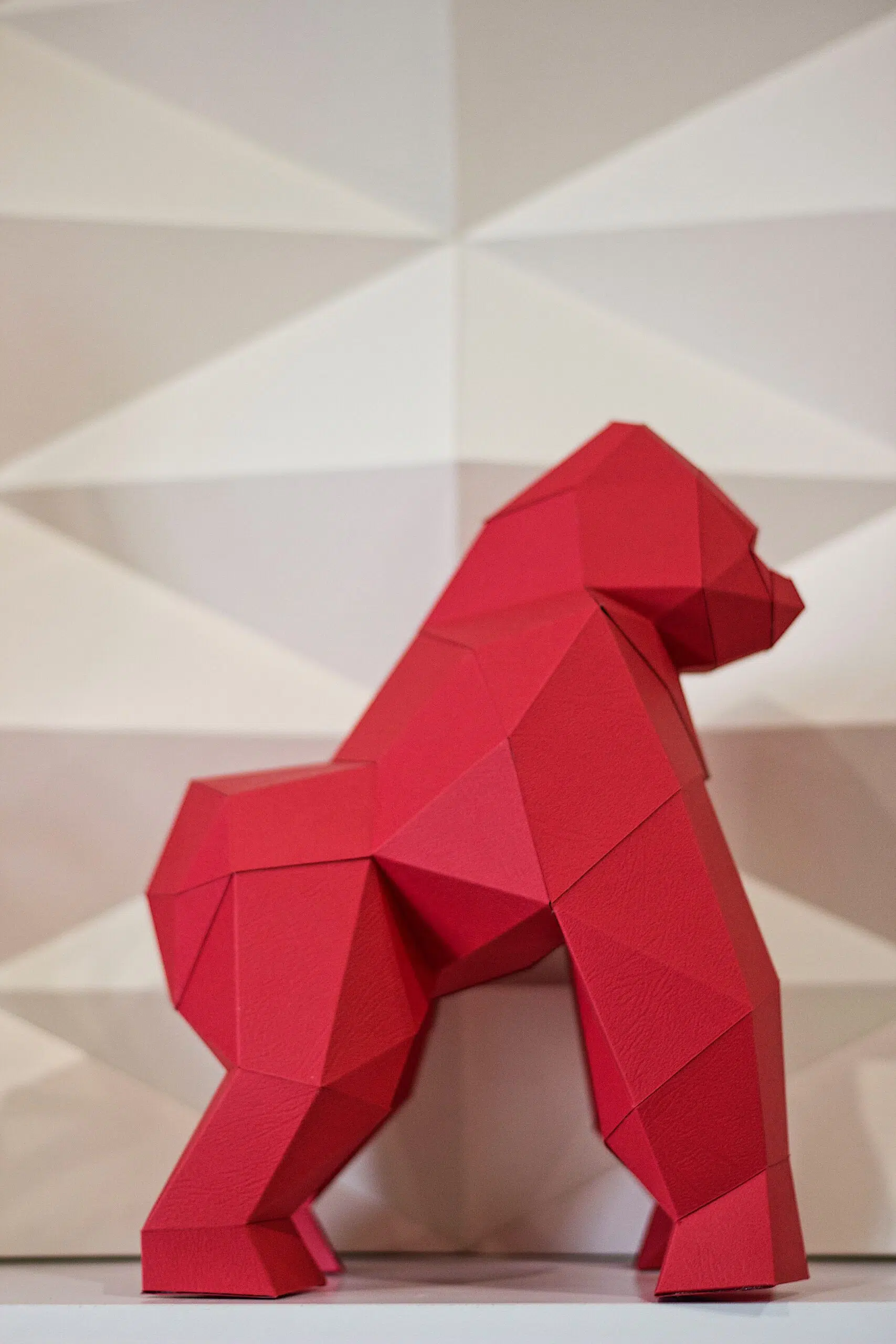 3D origami papercraft small gorilla, side view