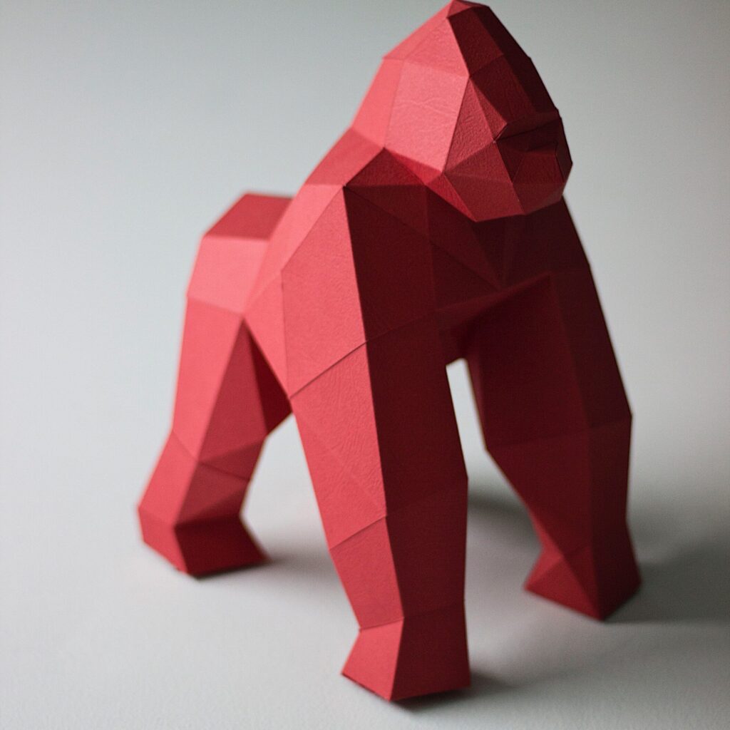 Papercraft gorilla in 3D origami