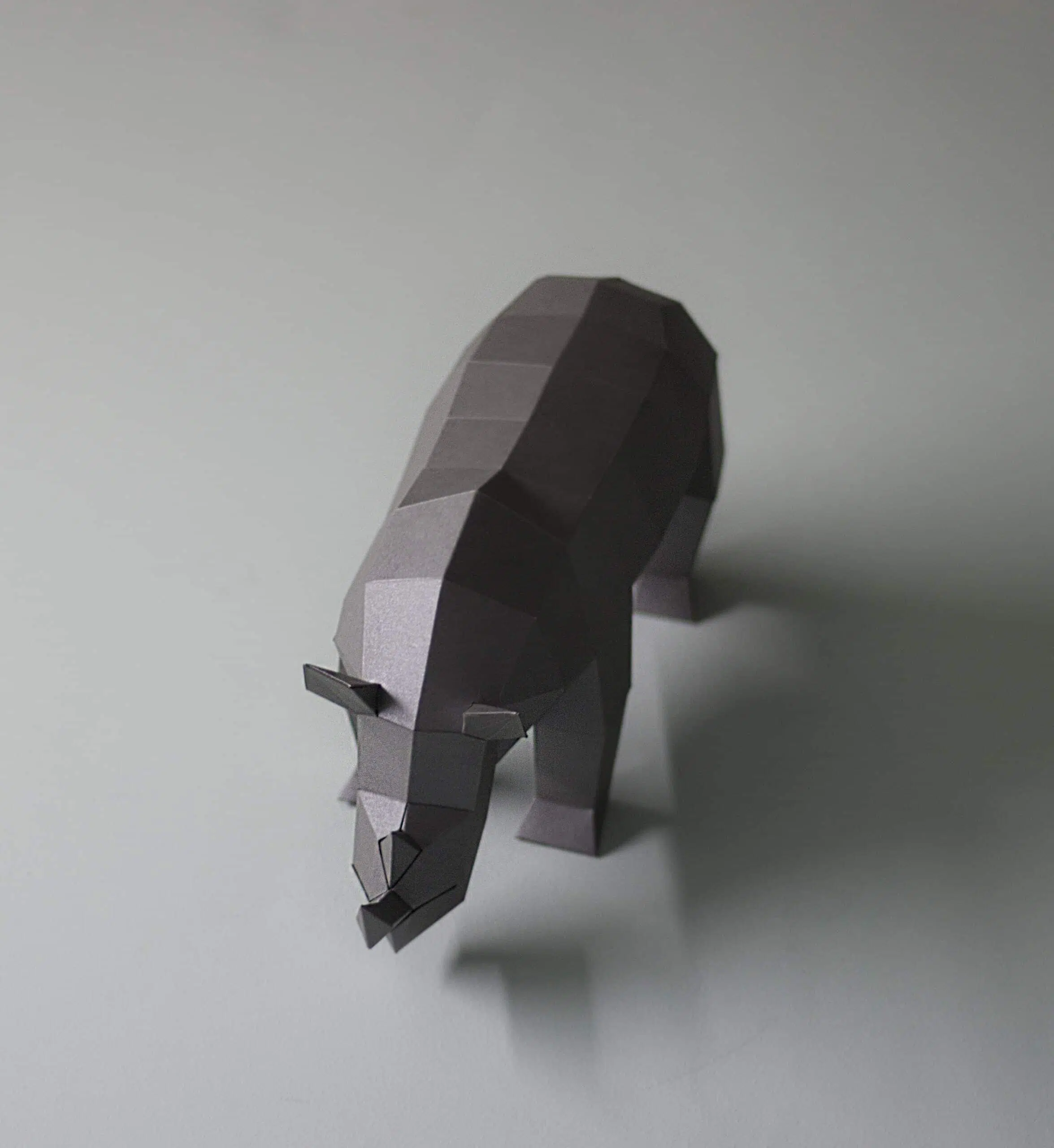 3D Origami Papercraft of a Small African Rhinoceros, view 2