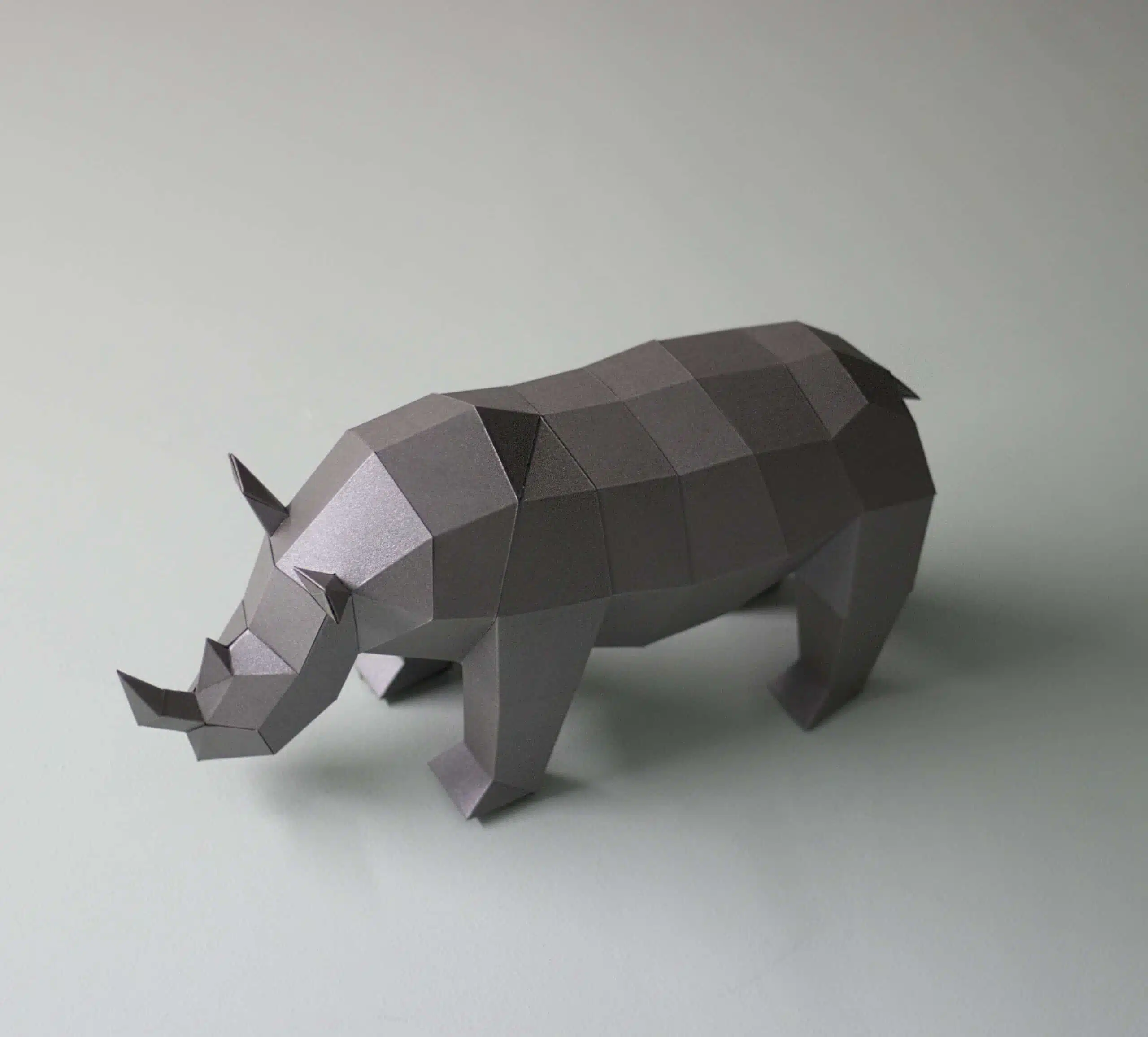 3D Origami Papercraft of a Small African Rhinoceros, assembled