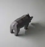 3D Origami Papercraft of a Small African Rhinoceros, back view