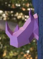 Origami 3D neushoornkop in papier, weergave 8