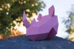 Origami 3D neushoornkop in papier, weergave 7