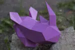 Origami 3D neushoornkop in papier, weergave 6