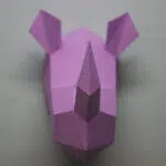 Origami 3D neushoornkop in papier, weergave 5
