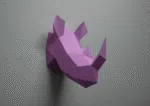 Origami 3D neushoornkop in papier, weergave 4